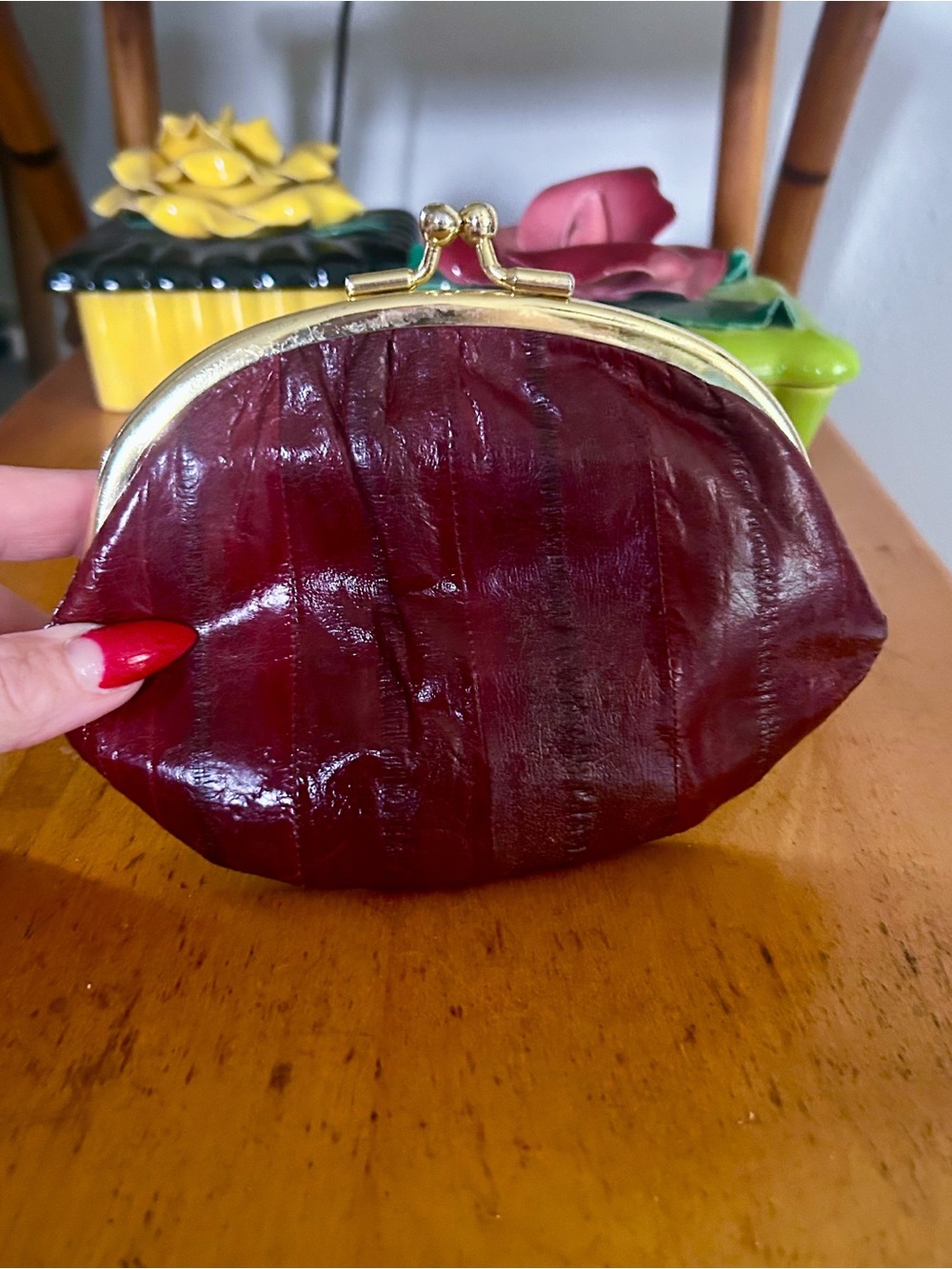 Vintage Wallet | Burgundy Wine | Clutch | 1980s Does 1940s